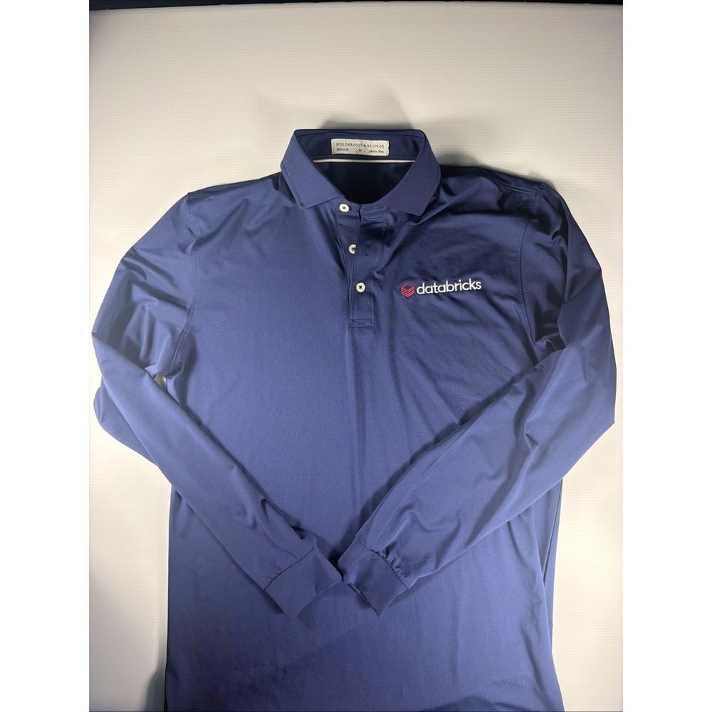 Holderness Bourne Databricks Long Sleeve Shirt Mens M Navy Blue Golf Activewear